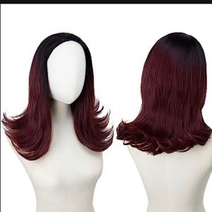 SARLA Burgundy Half Headband Wigs For Women Wine Red Synthetic Curly Drawstring